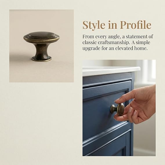 12PCS Vintage Cabinet Knobs Bronze Drawer Knobs, Antique Style Kitchen Cupboard Handles, 30mm Round Furniture Door Knobs