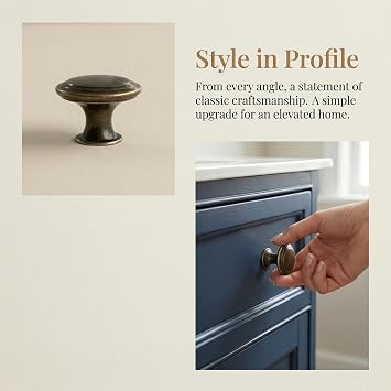 12PCS Vintage Cabinet Knobs Bronze Drawer Knobs, Antique Style Kitchen Cupboard Handles, 30mm Round Furniture Door Knobs