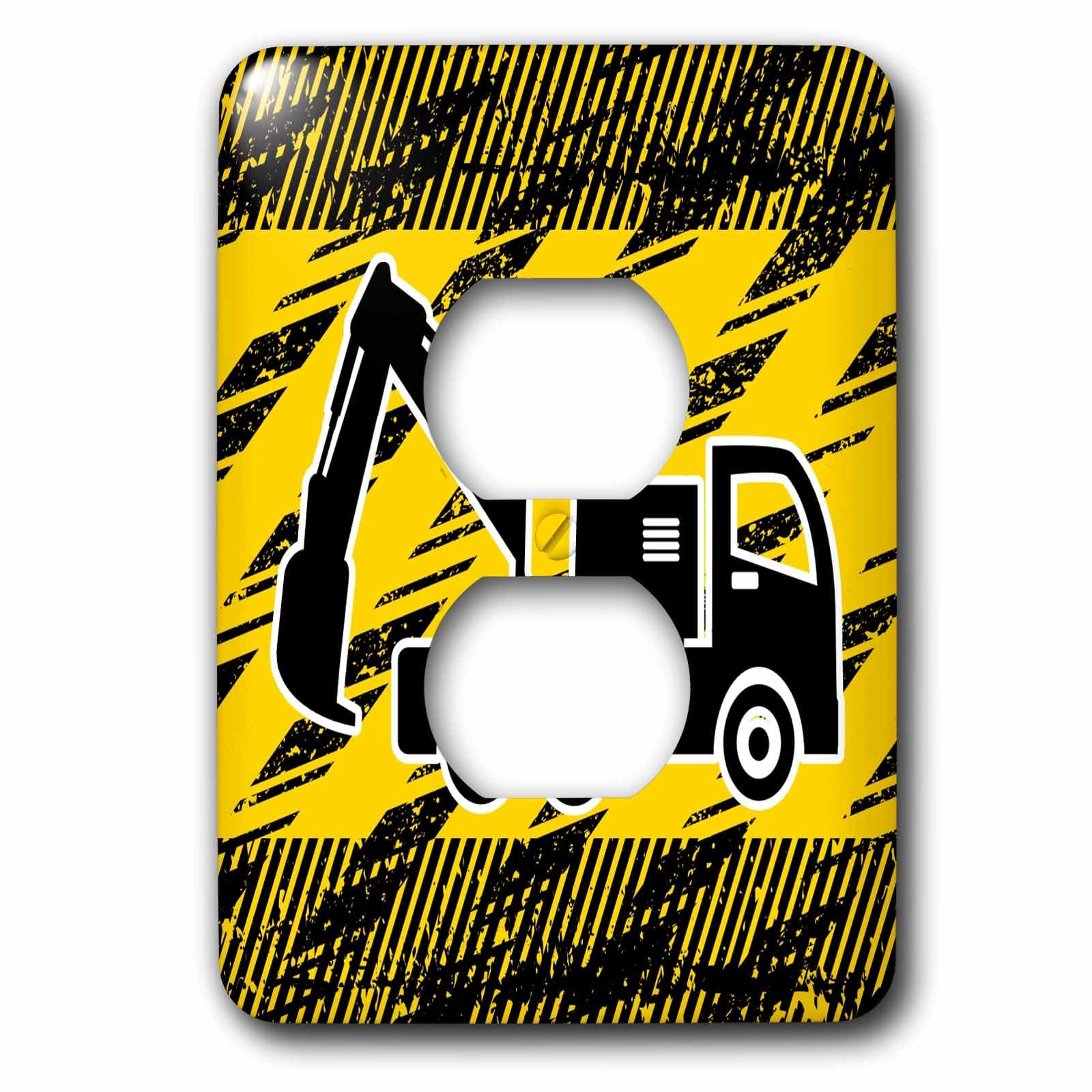 Truck de construction noir jaune double prise mural deco 3dRose lsp_223292_6
