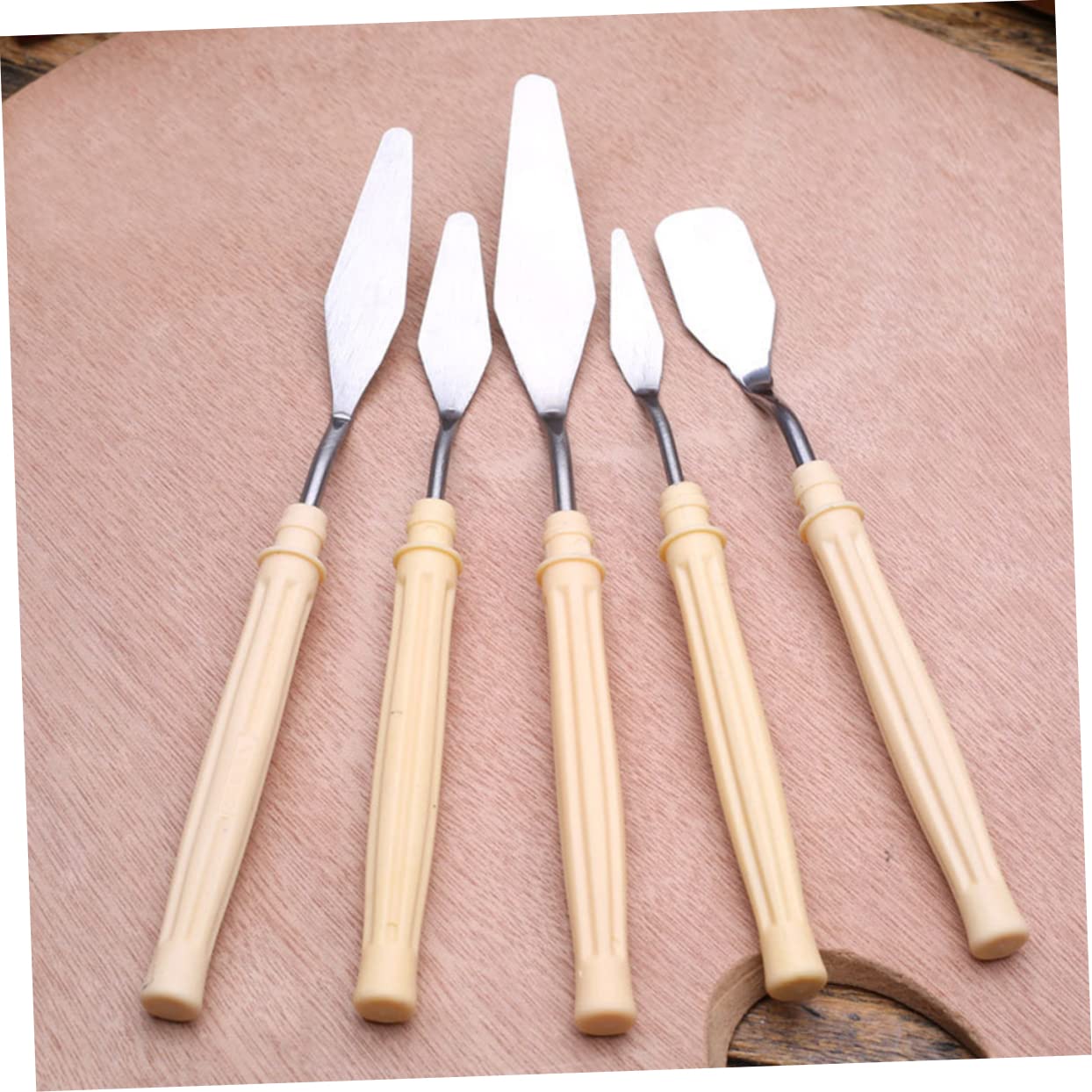 KONTONTY Essential Artist Tools 5pcs Oil Painting Knife Set (scrapers Spatulas Mixing Tools) Stainless Steel Construction