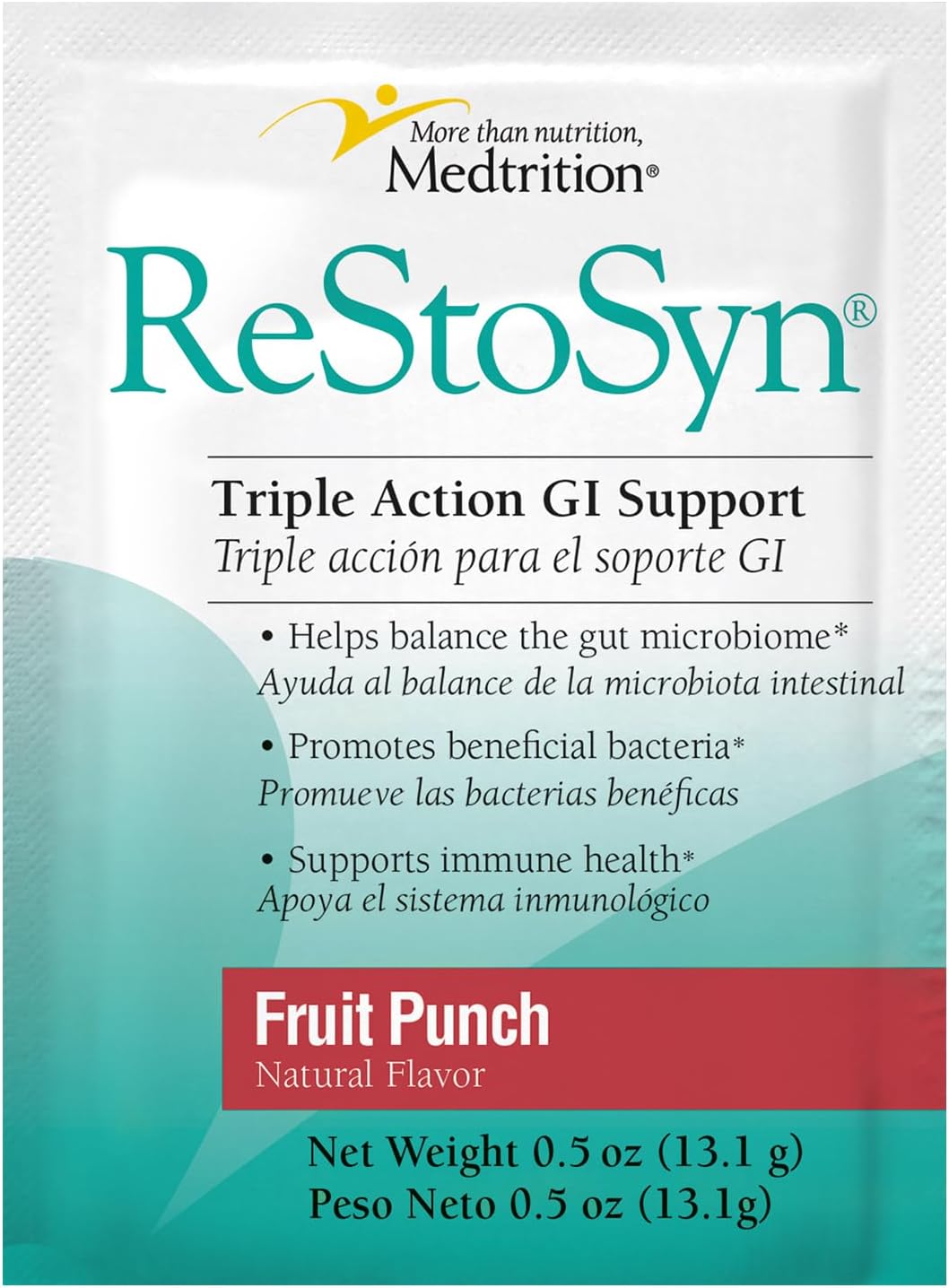 Medtrition ReStoSyn® Triple Action Gut Health Supplement - Prebiotics, Probiotics & L-Glutamine Blend for Digestive & Gut Barrier Support, Plus Microbial Balance - 0.5 Ounce (Pack of 25)