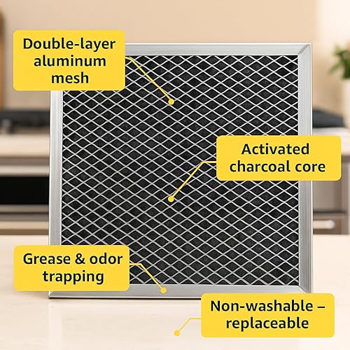 Miniatura 7 de Filtro de carbón para campana extractora Broan, 8.75 x 10.5 x 38 pulgadas, malla de aluminio, repuesto de grasa y olor, 1 paquete