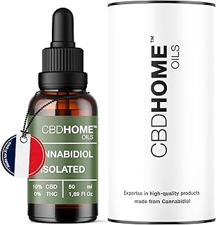 CBD HOME Oils - Huile de CBD 10% - 50 ml - Isolé - Base d'huile de coco (MCT) et huile de graines de chanvre biologique - Omega 3-6-9 - Cannabidiol certifié 5.000 mg - Fabriqué en UE
