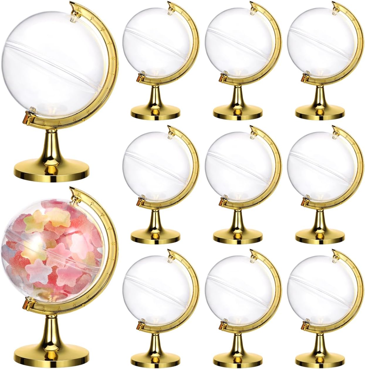 SHOWERORO Clear Plastic Candy Box 12 pack Globe Treat Boxes 4.72 X 2.75 X 2.75 in Candy Gift Box for Wedding Favors Christmas Party Small Gifts Event Decorations