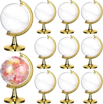 SHOWERORO Clear Plastic Candy Box 12 pack Globe Treat Boxes 4.72 X 2.75 X 2.75 in Candy Gift Box for Wedding Favors Christmas Party Small Gifts Event Decorations