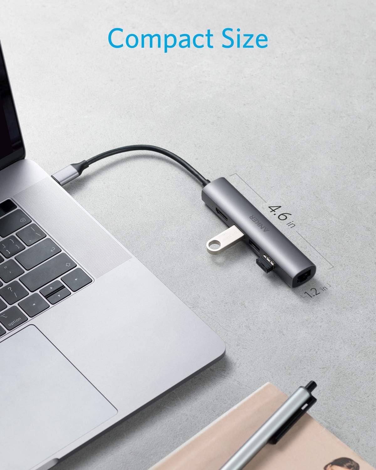 Anker USB C Hub Adapter, 5-in-1 USB C Adapter with 4K USB C to HDMI, Ethernet Port, 3 USB 3.0 Ports, for MacBook Pro 2019/2018/2017, iPad Pro 2019/2018, ChromeBook, XPS, and More