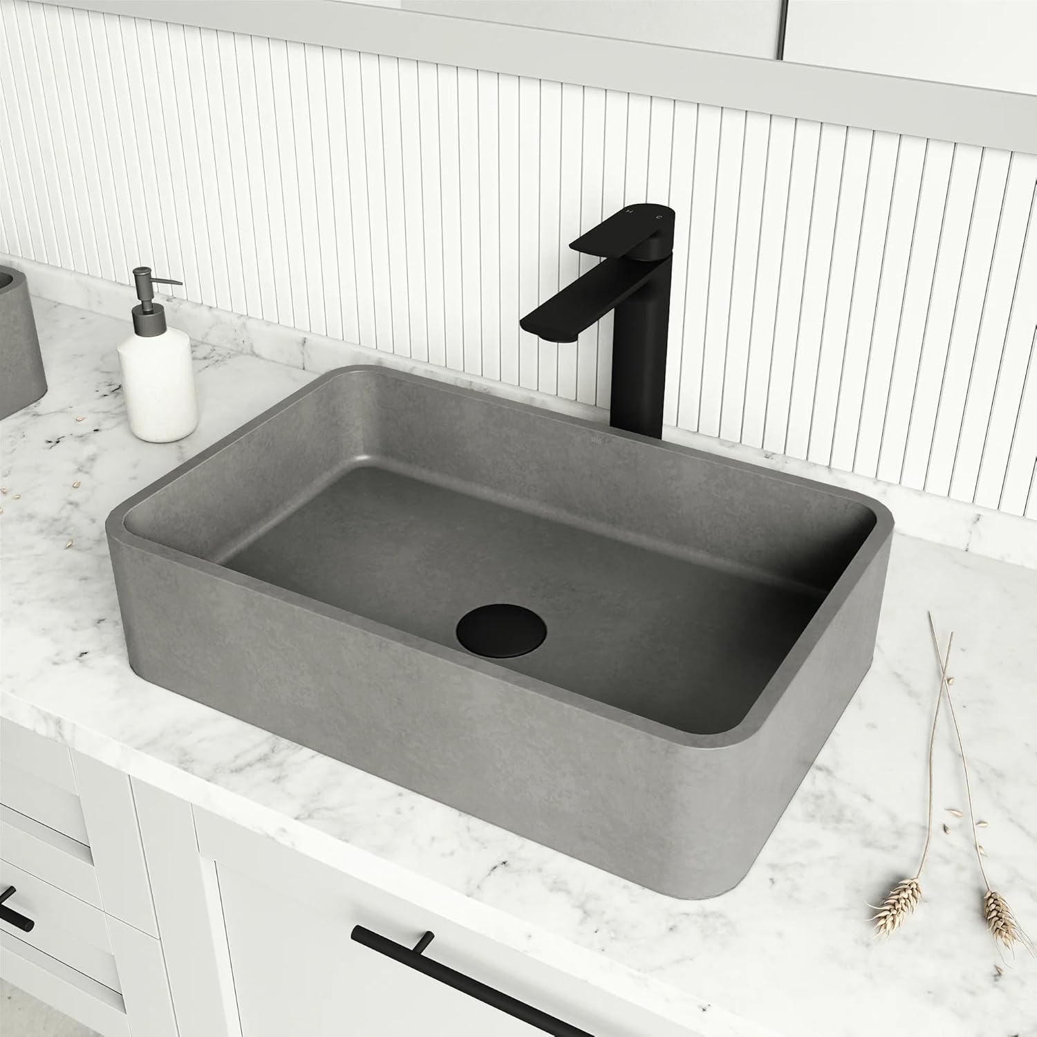 Vigo Bathroom Sink Pop Up Drain Without Overflow, Matte Black Drain Stopper with ClogFree QuickDrain Technology & Matching Mounting Ring