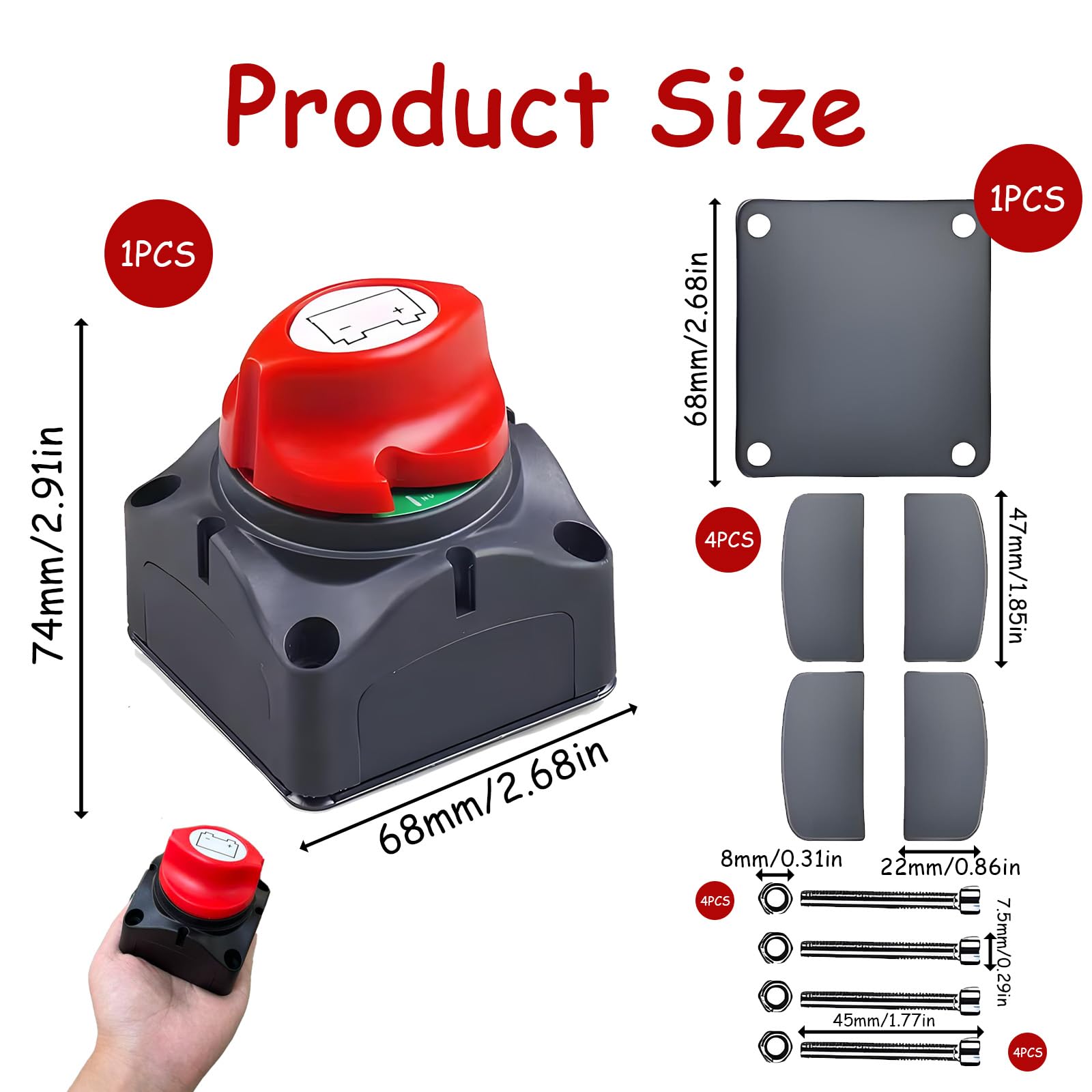 Stacca Batteria 12V 24V 48V On-Off 250A, Staccabatteria Universale per Auto, Camper, Yacht, Barca, Camion, Autobus - Sicurezza e Protezione del Sistema Elettrico