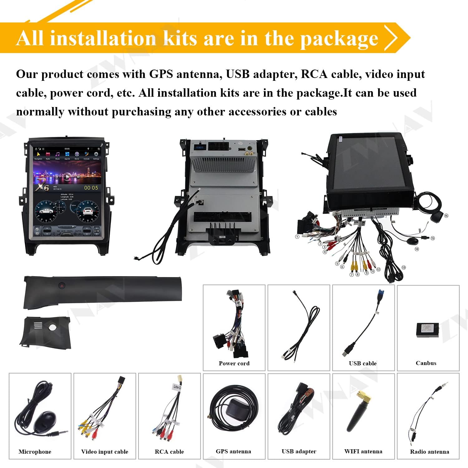 ZWNAV 13 inch Touch Screen Android Radio for Ford Ranger Everest 2016 2017 2018 2019 2020 Car Stereo Replace Head Unit GPS Navigation Video Multimedia Player Wireless Carplay