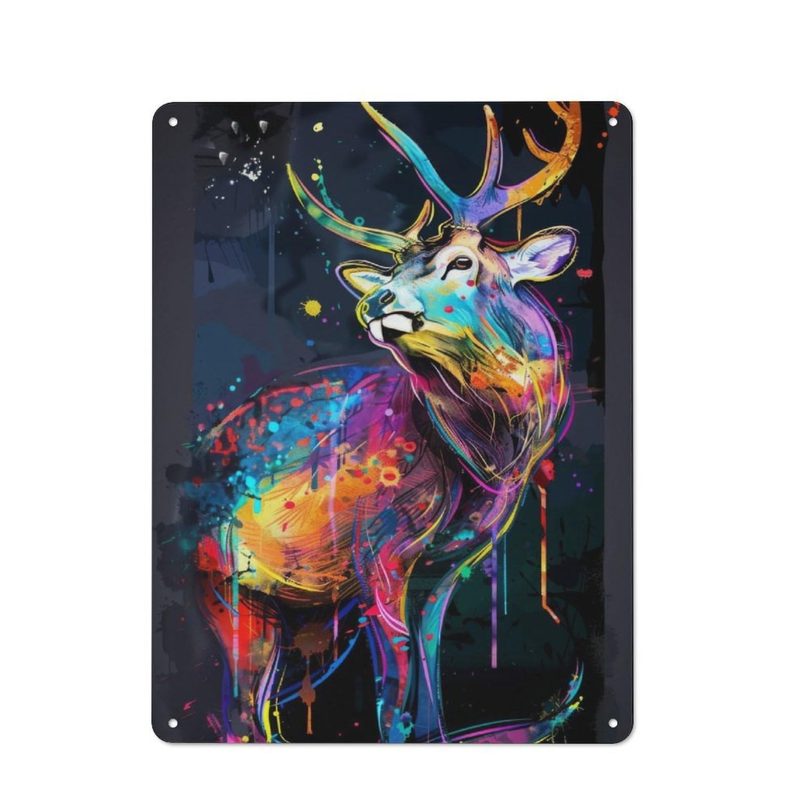 Junmoney Deer Animal Painting Tin Wall Plaque 40X30cm With For Guest Room Or Hallway, For Metal Sign Collectors, For Garage And Workshop Walls