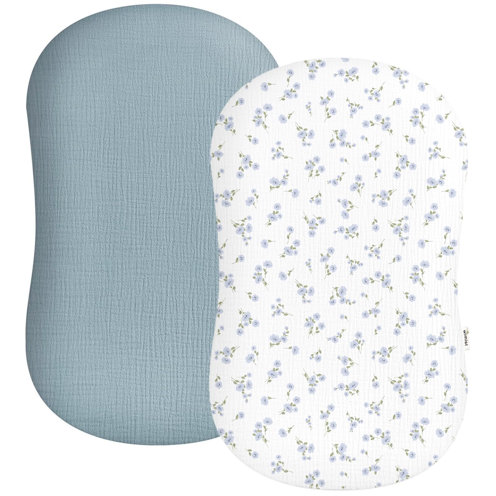 Lot de 2 housses de chaise longue en mousseline de coton doux respirant pour garçons et filles - Housse uniquement (fleur I et bleu clair)