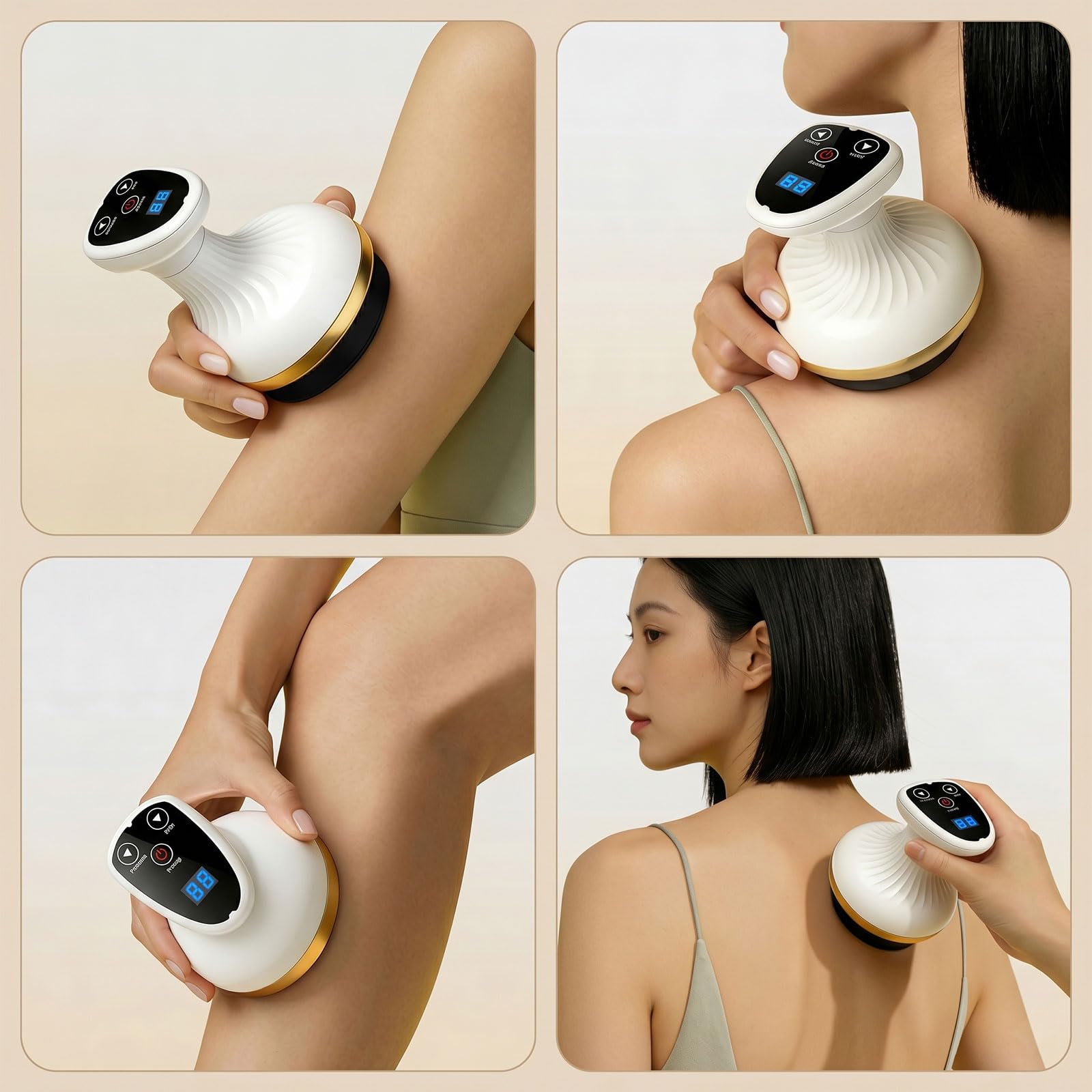 Cellulite Massagegerät 4-in-1, Vakuum Massagegerät, 9-Stufige Modusanpassung, Straffere Haut & Bessere Durchblutung, Tiefenmassage mit Wärme, Für Ganzkörper Anwendung Zuhause