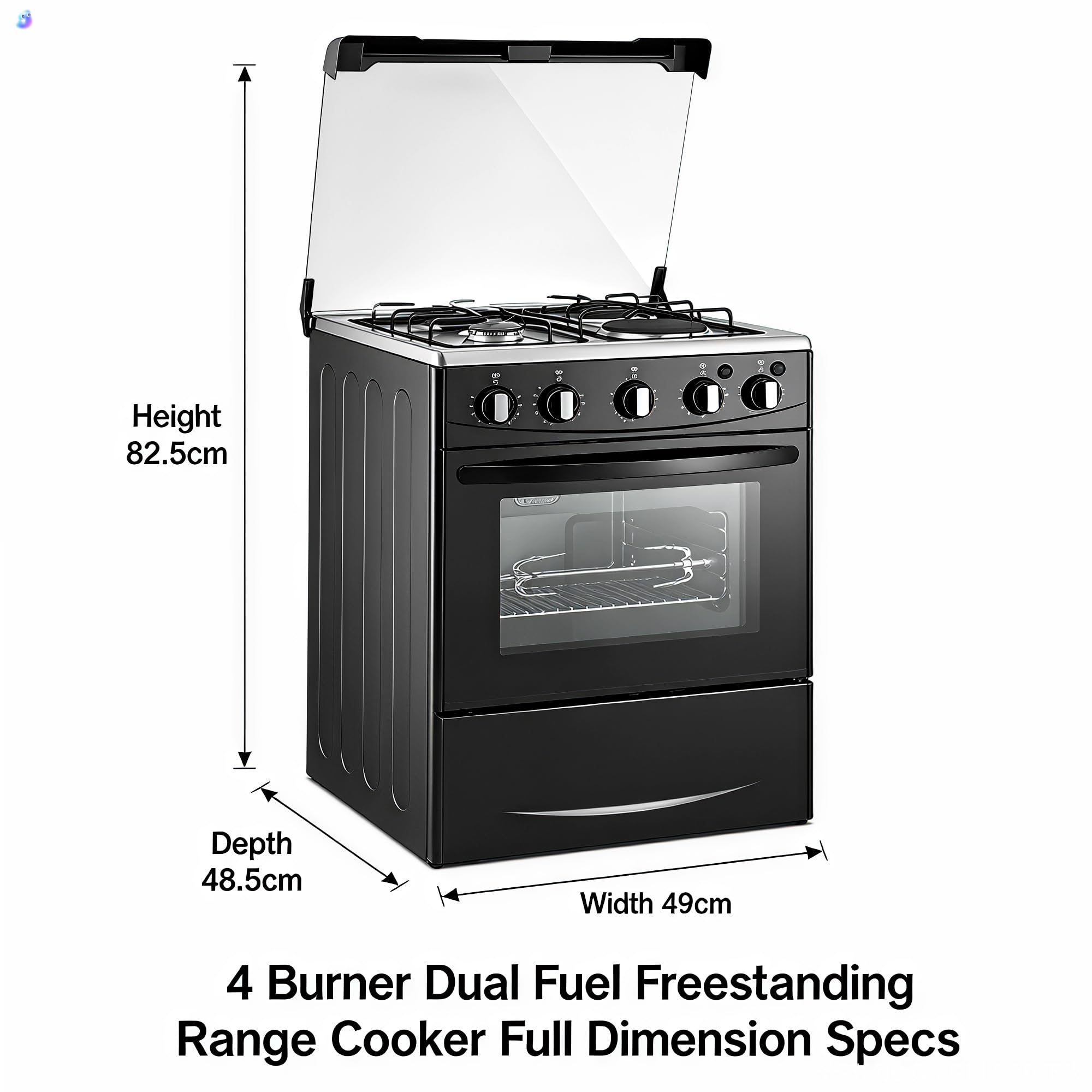 Grande forno elettrico da 52 litri, forno for arrosti domestico multifunzionale in acciaio inossidabile, controllo tramite pulsante touch