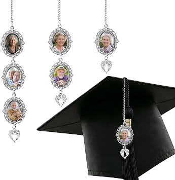 Custom Graduation Tassel Photo Charm 2026 - Personalized Picture Memorial Pendant with Angel Wings, Graduation Cap Gift for Her, Him, Daughter, Son, College Tassel Style 01