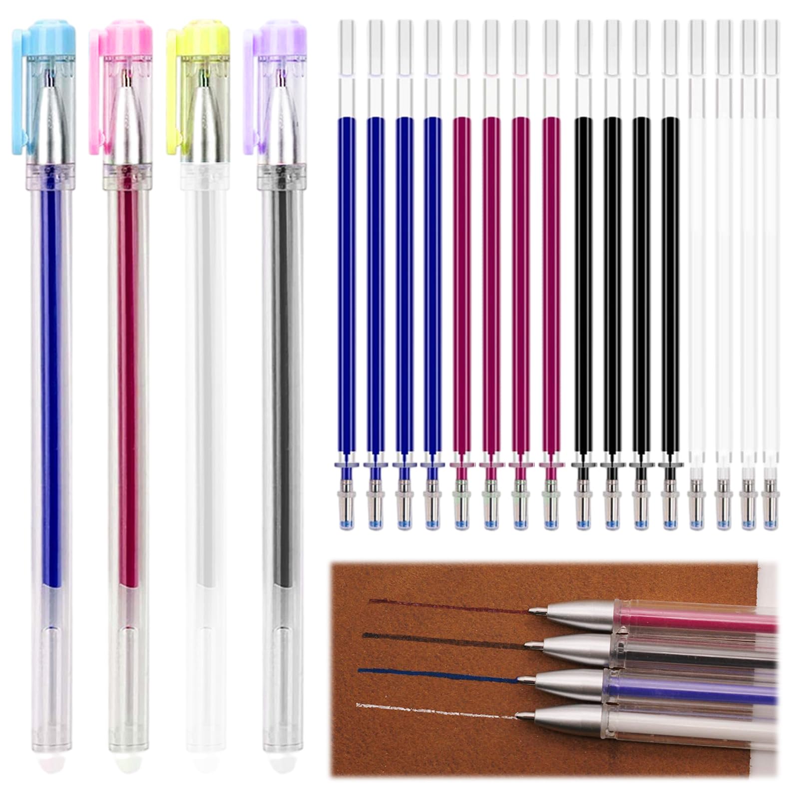 Stylos Marqueurs Effaçables à Chaud - 4 Couleurs + 20 Recharges Pour Couture Et Quilt