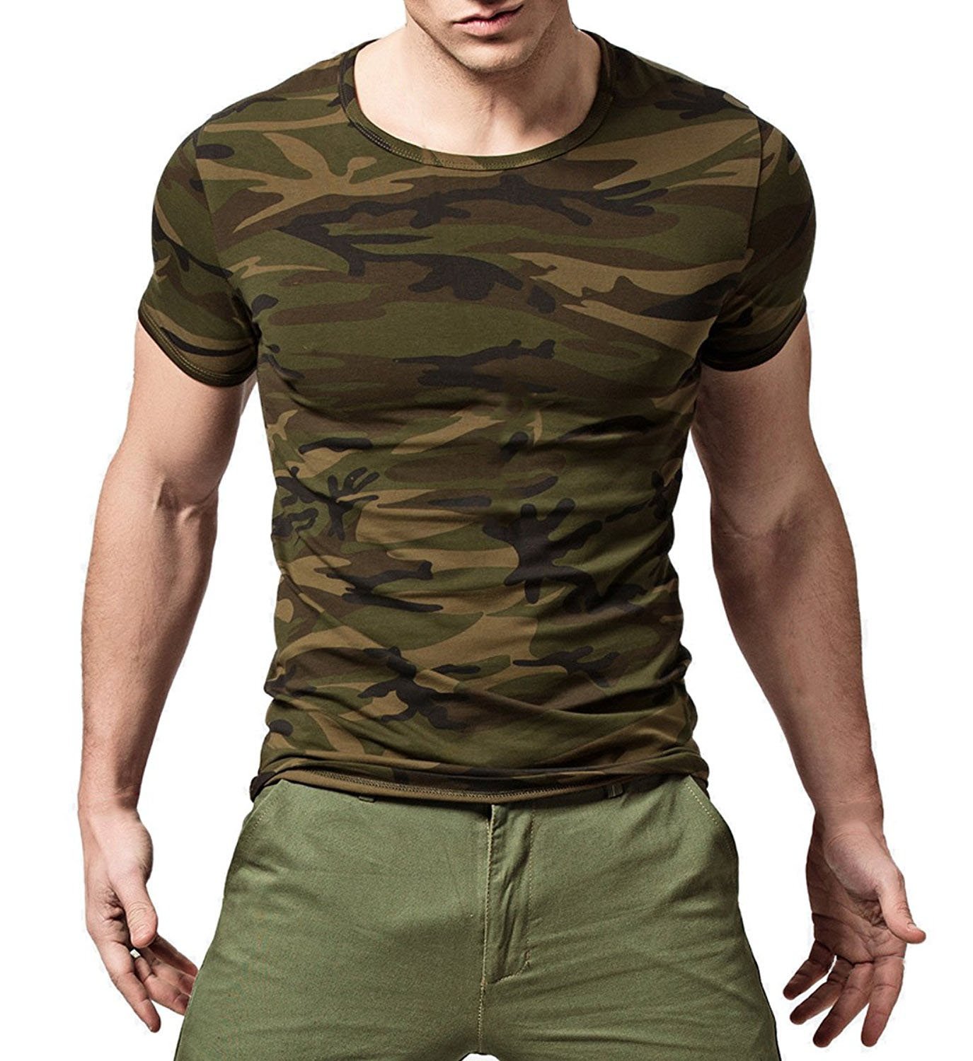 XUDIANShort Sleeves Men T-Shirt Crew-Neck