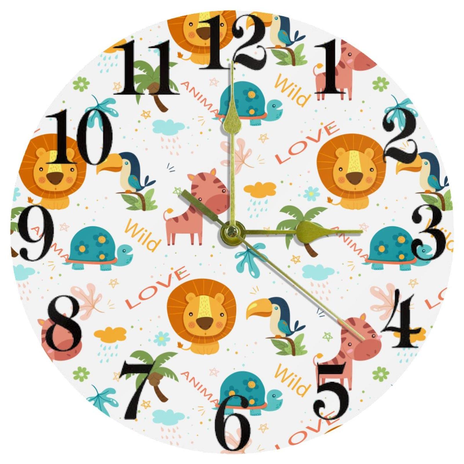 Horloge murale animaux sauvage 25,4 cm silencieuse pour en finir avec le tic-tac