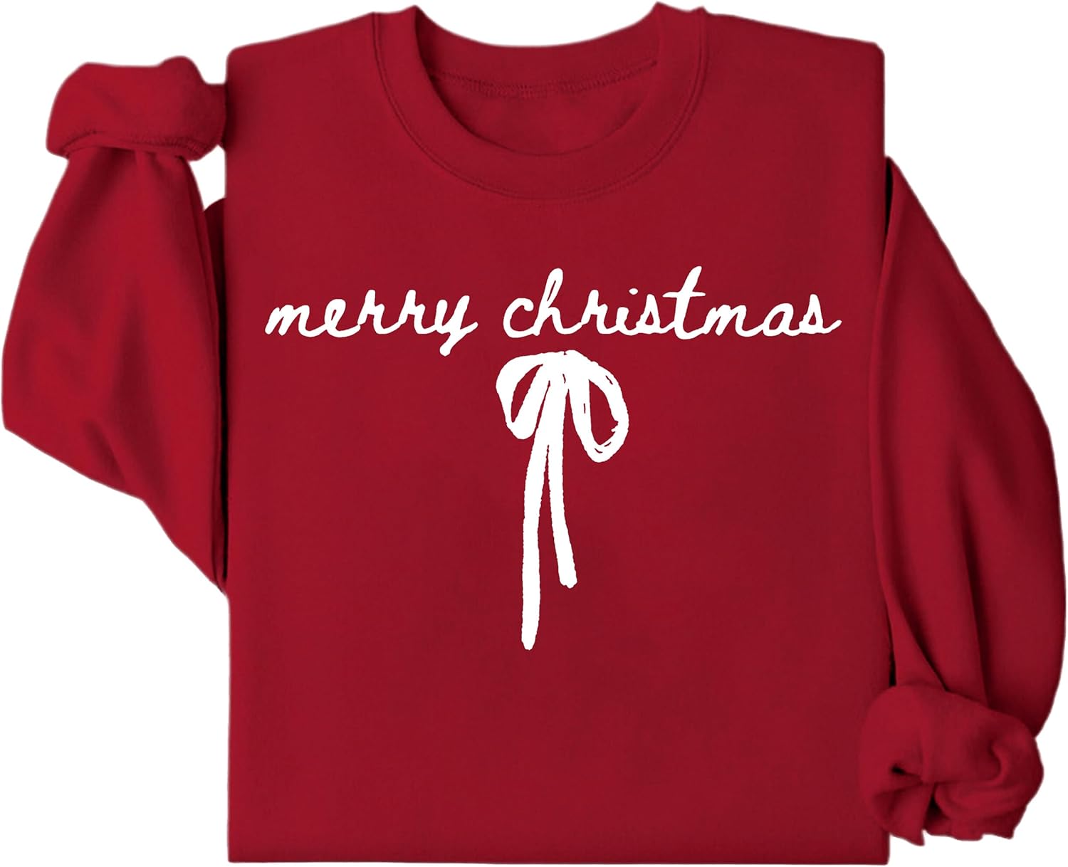 Merry Christmas Bow Sweatshirt Christmas Sweatshirts for Women Merry Xmas Tree Bow Graphic Crew Neck Pullover Top