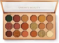 Paleta de Sombras Sarah's Beauty, 18 Cores, Tons Quentes e Glitter, Acabamento Matte e Shimmer