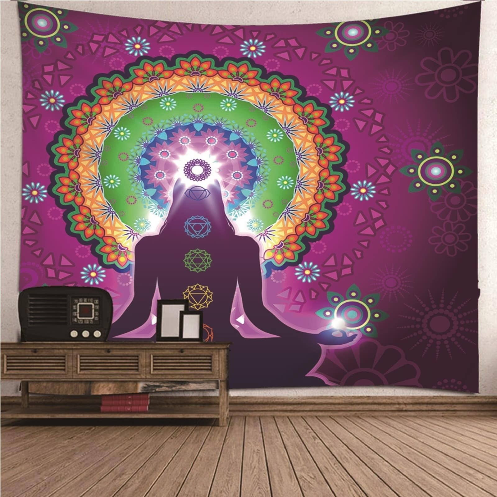 Wycian Arazzo da parete Mandala Hippie XXL multicolore Mandala microfibra 350 x 256 cm (larghezza x altezza)