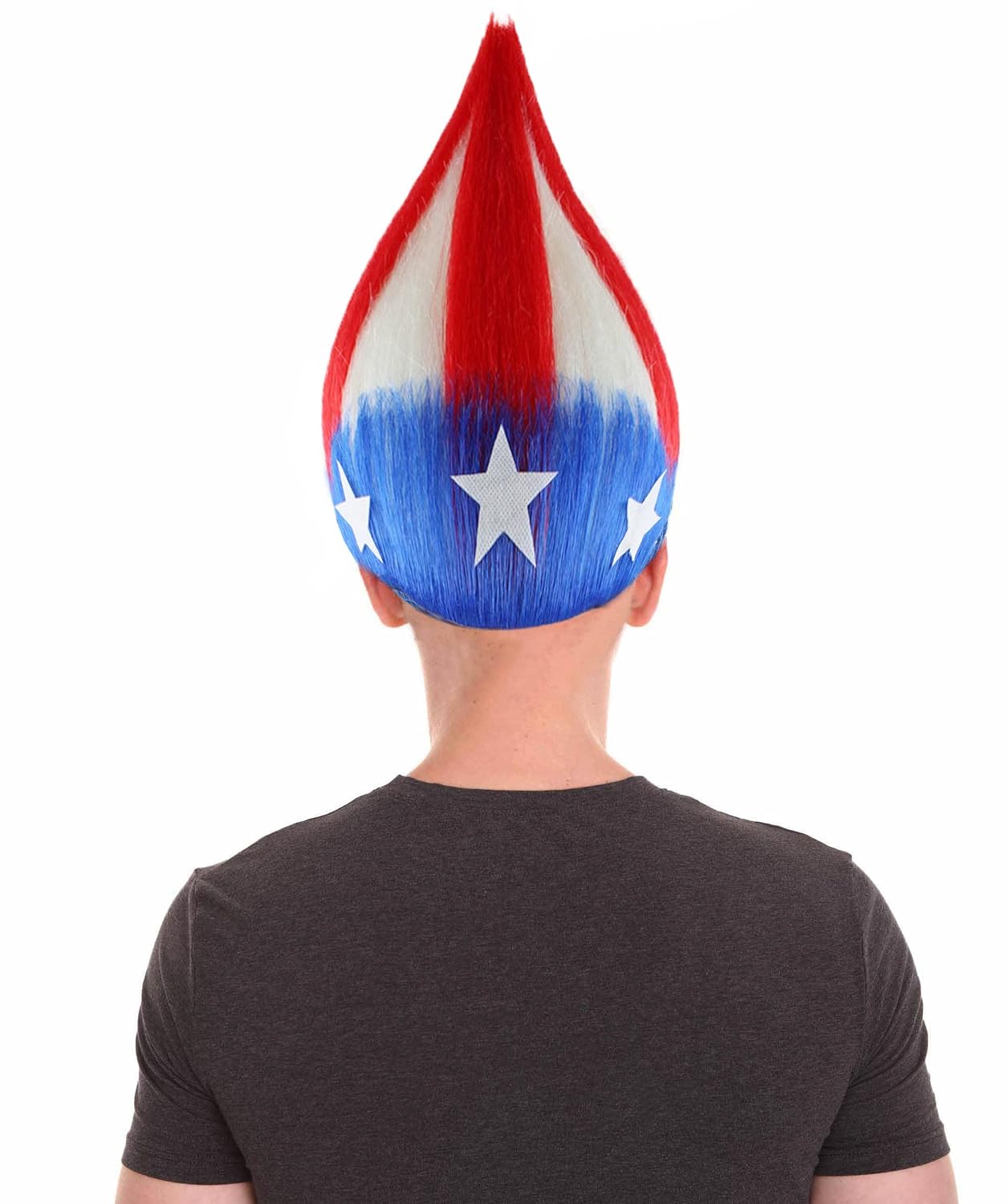 HPO Adult Men's American Stripes Troll Wig, Best for Halloween, Flame-retardant Synthetic Fiber