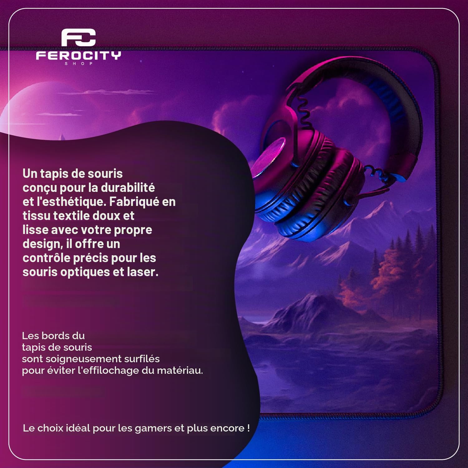 Tapis de Souris Gaming personnalisé avec Photo et Texte | XXL 900×600 mm | 3 mm | Grande Surface de Jeu Bureau Gamer | Parfait pour PC, Laptop, MacBook et ado Gamer Streamer Accessoire [167]