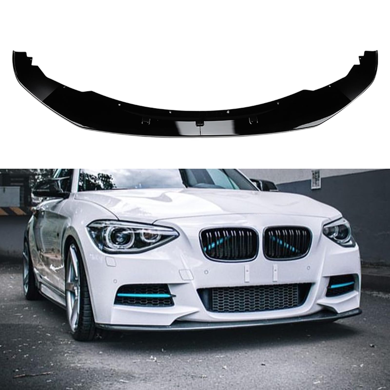 Auto Becquets Avant pour BMW 1 Series F20 F21 M 2011-2015,Lame Pare-Choc Avant Voiture Diffuseur Becquet, Gloss Black