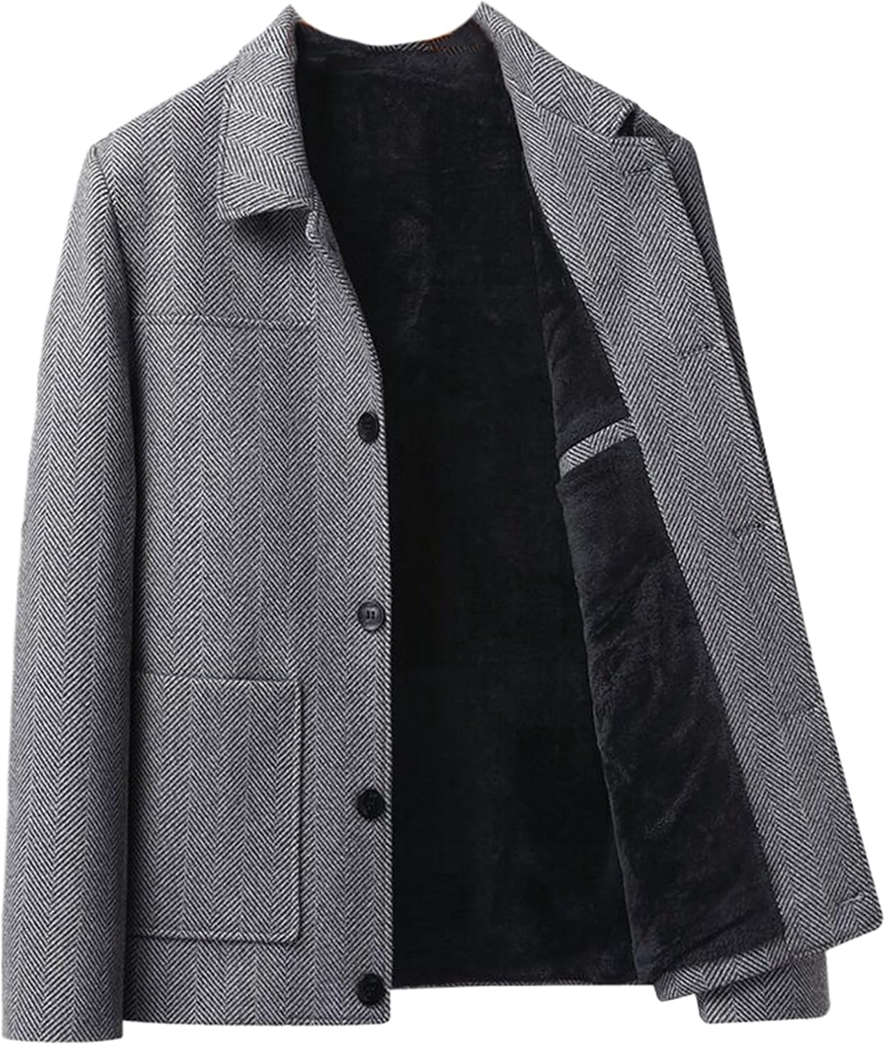 Men's Mid-Aged Wool Coat Fall/Winter Lapel Business Casual Jacket