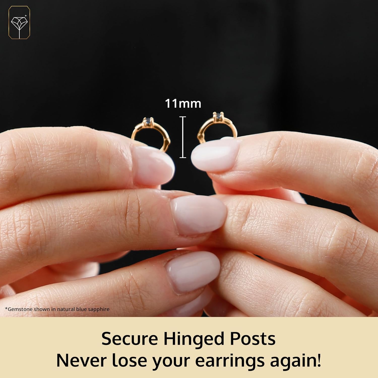 Solid 14k Gold Small 11mm Mini Huggie Hoops with Natural Ruby and Sapphire Gemstones, Available in Single Hoop OR Pair by MAX + STONE - Image 3