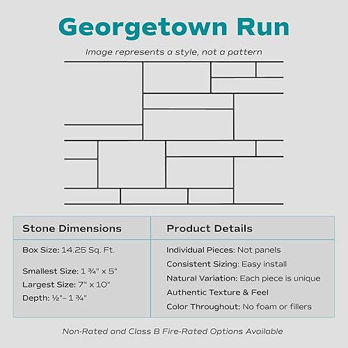 Miniatura 2 de Evolve Stone Georgetown Run Fire - Chapa de piedra plana (14.25 pies cuadrados por caja) (álamo matutino)