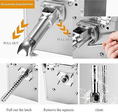 Miniatura 5 de CGOLDENWALL Máquina de prensa automática de aceite comercial para el hogar, 1200 W, nueces, semillas, prensadora de aceite, prensadora en frío,