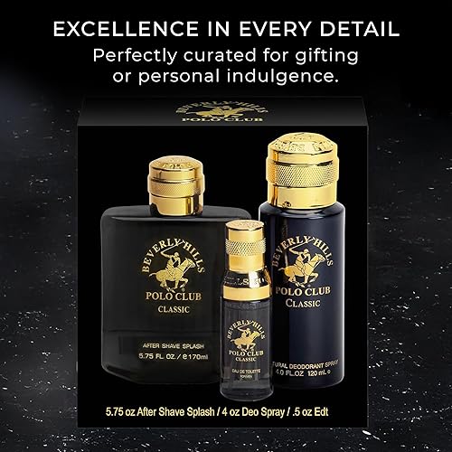 Miniatura 5 de Beverly Hills Polo Club BHPC Colección de fragancias clásicas para hombre, set de regalo de 3 piezas con Eau de Toilette, desodorante corporal en
