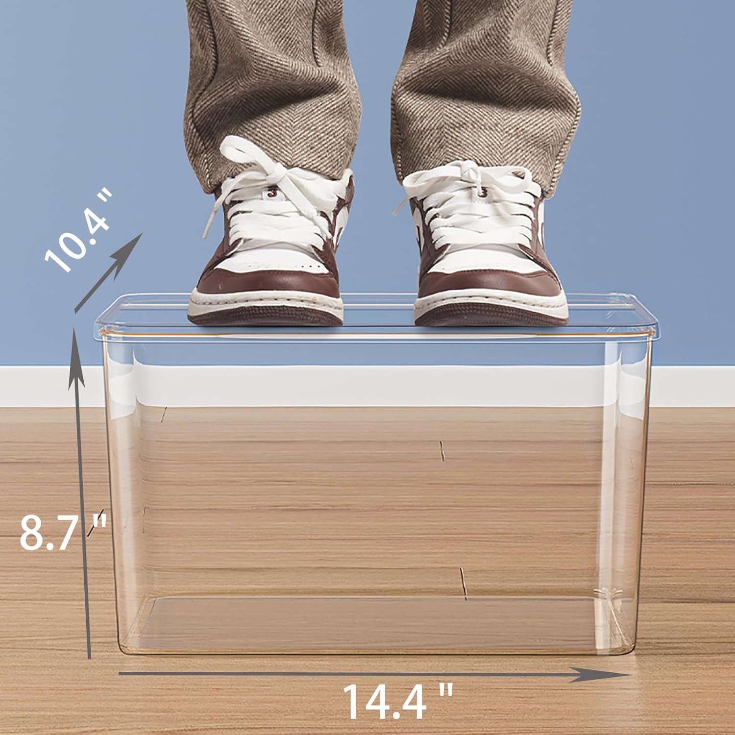 4Extra Large Lidded Plastic container , Clear Stackable Storage Boxes for Cabinets, Organization and Storage for Shelves Office Bathroom (4Extra Large)