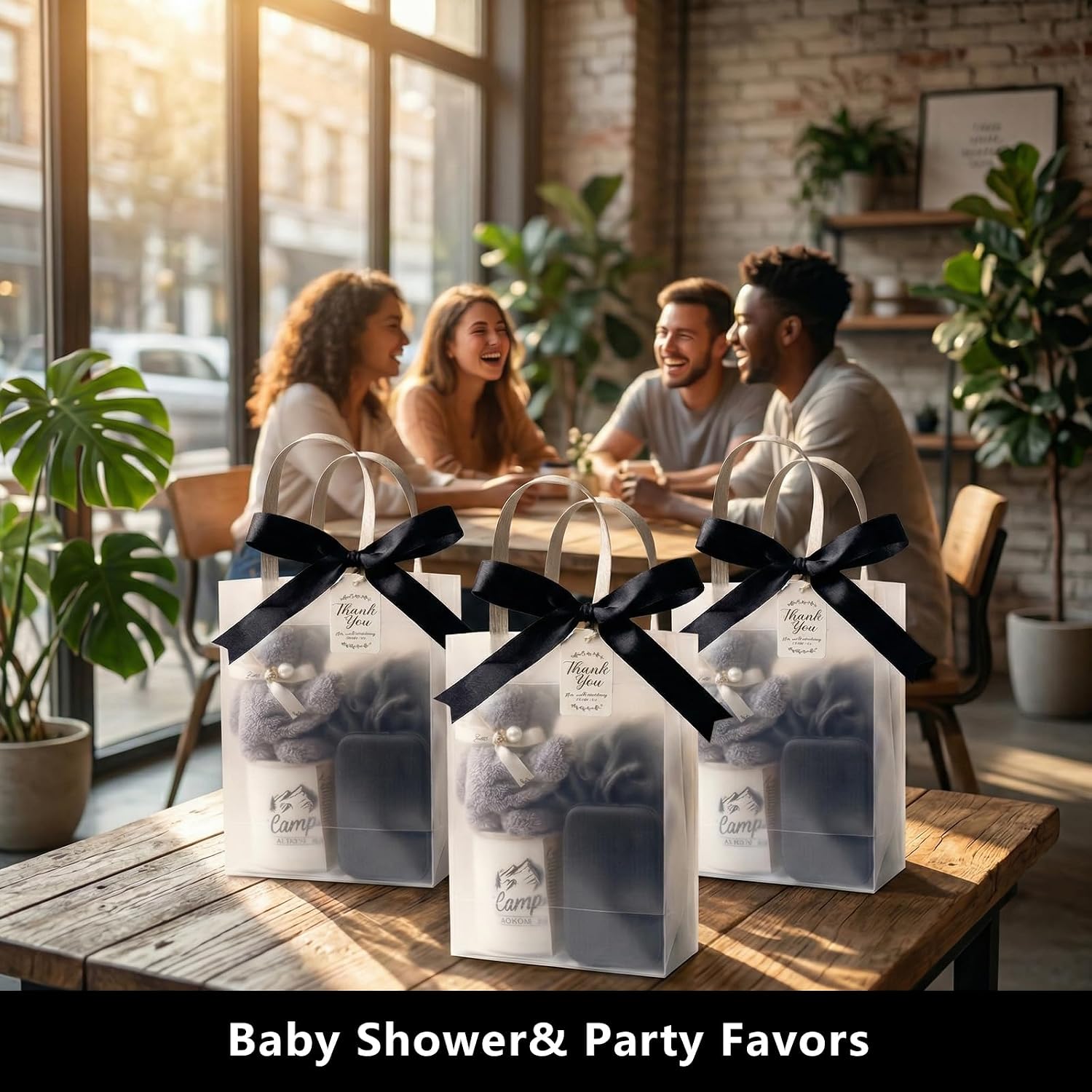 Baby Shower Game Prizes for Men (6 Set), Mens Baby Shower Gifts with 12OZ Enamel Mug, Bottle Opener, Manicure Kit, Wood Comb, Bear Towel, Keychain, Bath Sponge and Gift Bags(black)