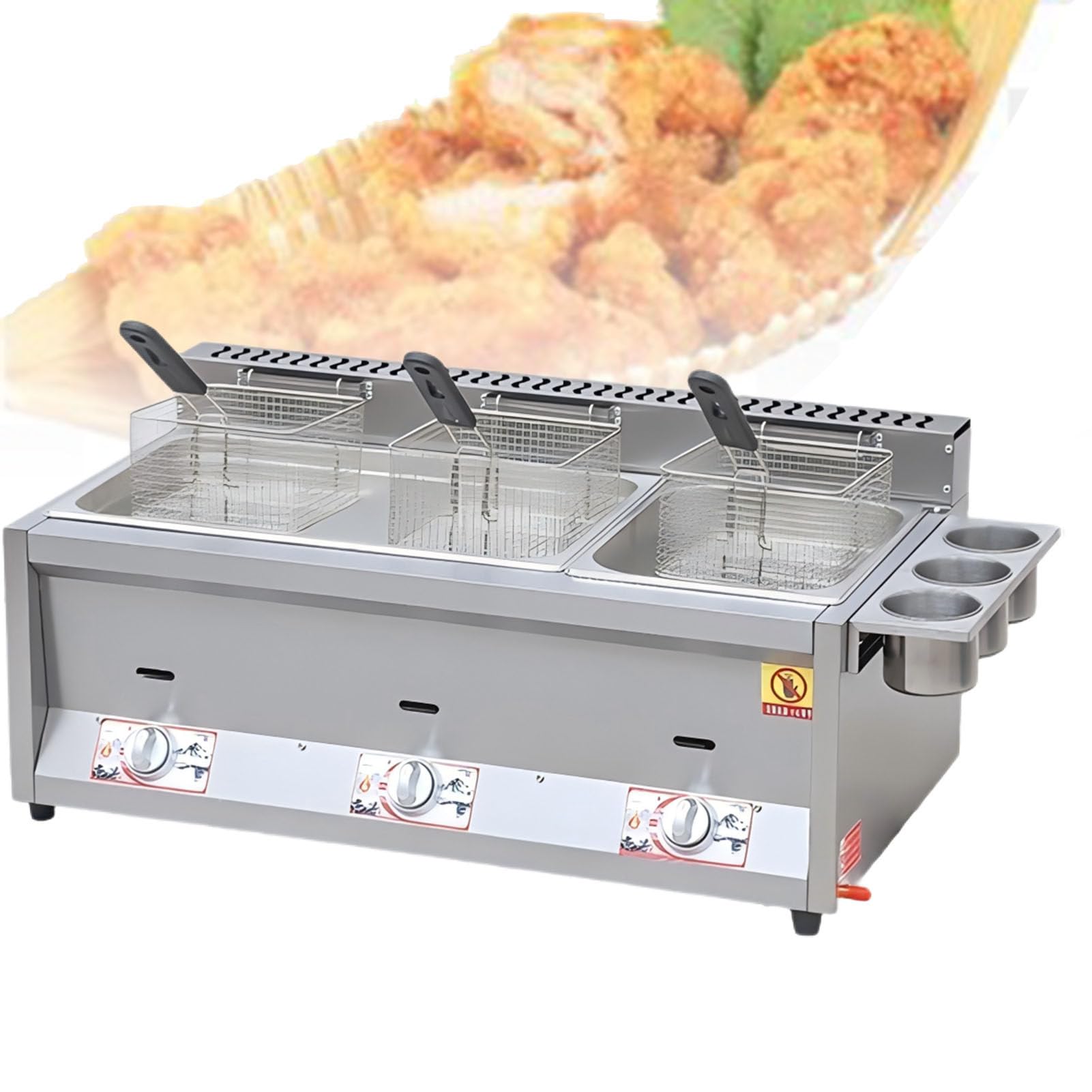 ExoticaBlend Commercial Gas Fryer, Countertop Gas Fryer, Stainless Steel, Large Capacity Fryer – Adjustable Firepower & Easy Clean