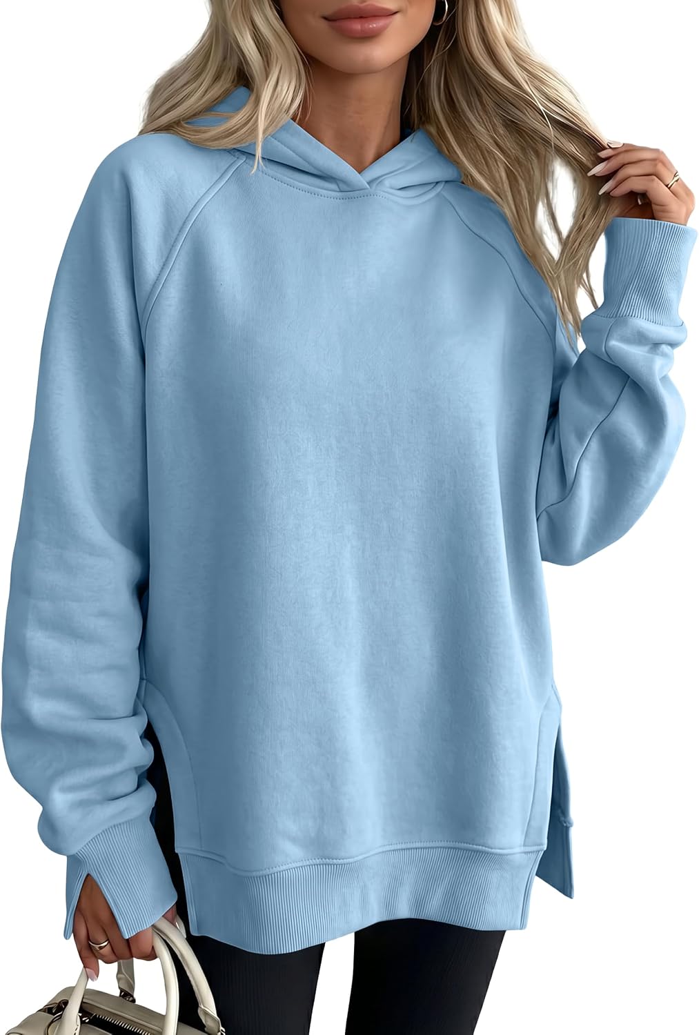 ANRABESS Hoodies for Women Oversized Long Sleeve Sweatshirts | Raglan Sleeve Side Slit Pullover Tops, Cozy Soft Warm, Casual Y2K Teen Girls Clothes, Fall Winter Fashion Outfits