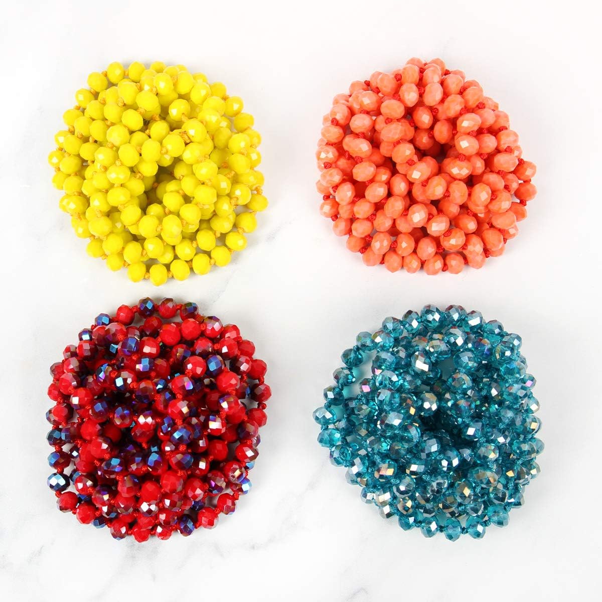 Miniatura 4 de Collar largo con cuentas anudado a mano - Hecho a mano con cuentas versátiles, de varias capas, envoltura infinita, 60 pulgadas, cristal facetado