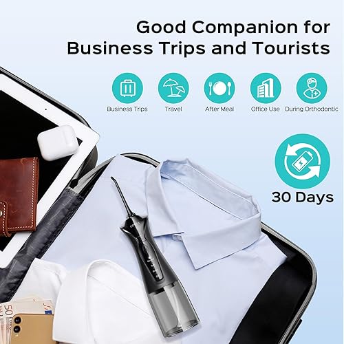 Vista 8 de COSLUS Water Dental Flosser Pick for Teeth: 4 Modes Cordless Portable 300ML Larger Tank Water Teeth Cleaner IPX7 Waterproof Flossing Cleaning Picks