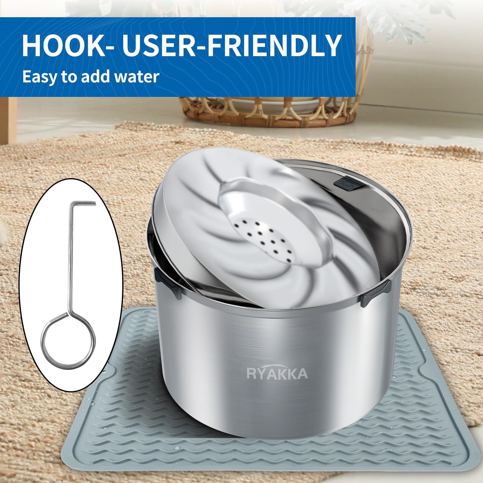 5.6L Anti Schling Wassernapf Hund Ohne Sabbern Edelstahl Reisenäpfe für Grosse Hunde | No Mess Rutschfester & Auslaufsicher Hunde Slow Feeder Hundenapf für Sloppy & Messy Trinker