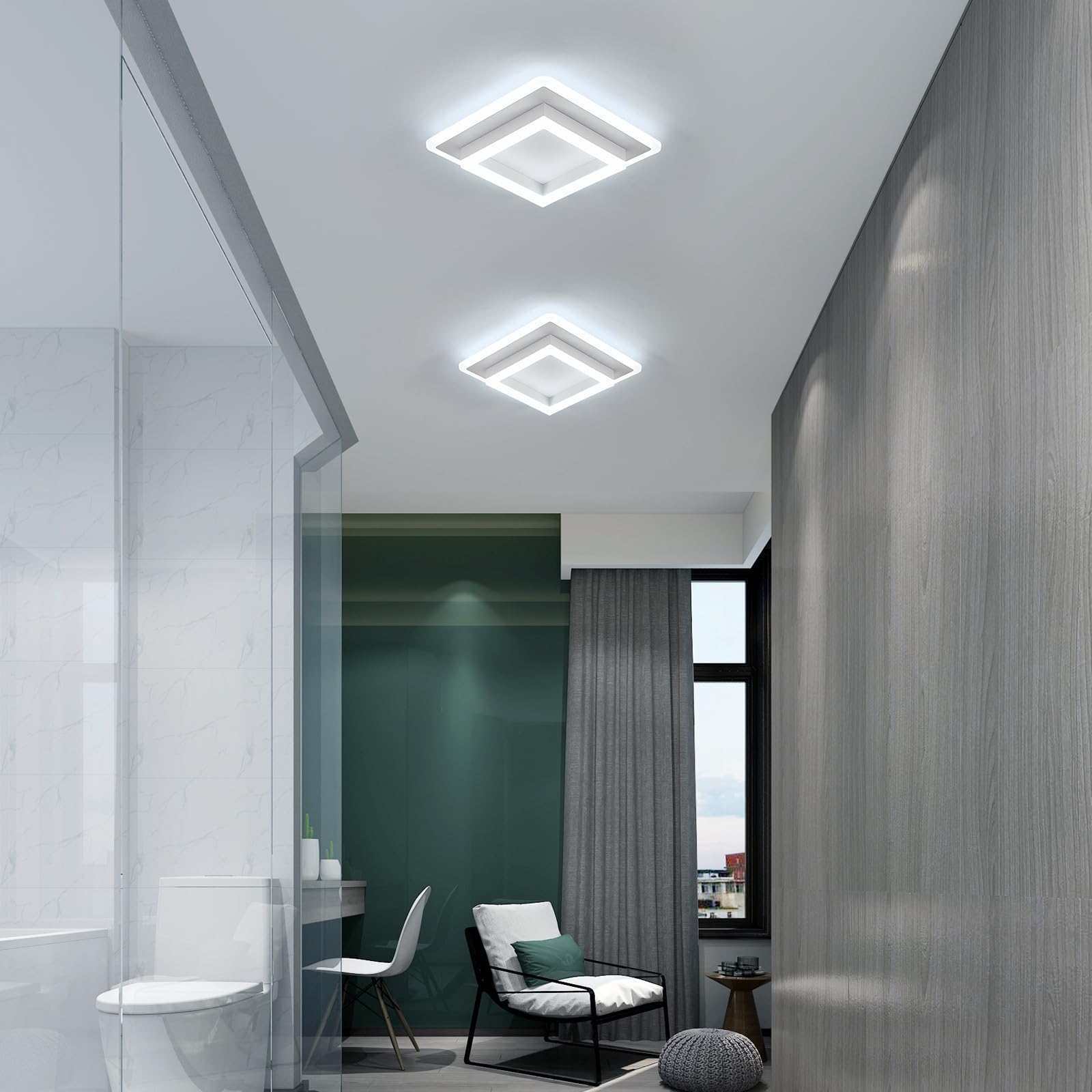 DELIPOP Lampada da Soffitto LED Moderna, 30W 3375LM Creativo Quadrata Plafoniere, Lampadario LED Soffitto Bianca per Camera da letto, Soggiorno, Cucina Sala da Pranzo, Bianco Freddo 6500K