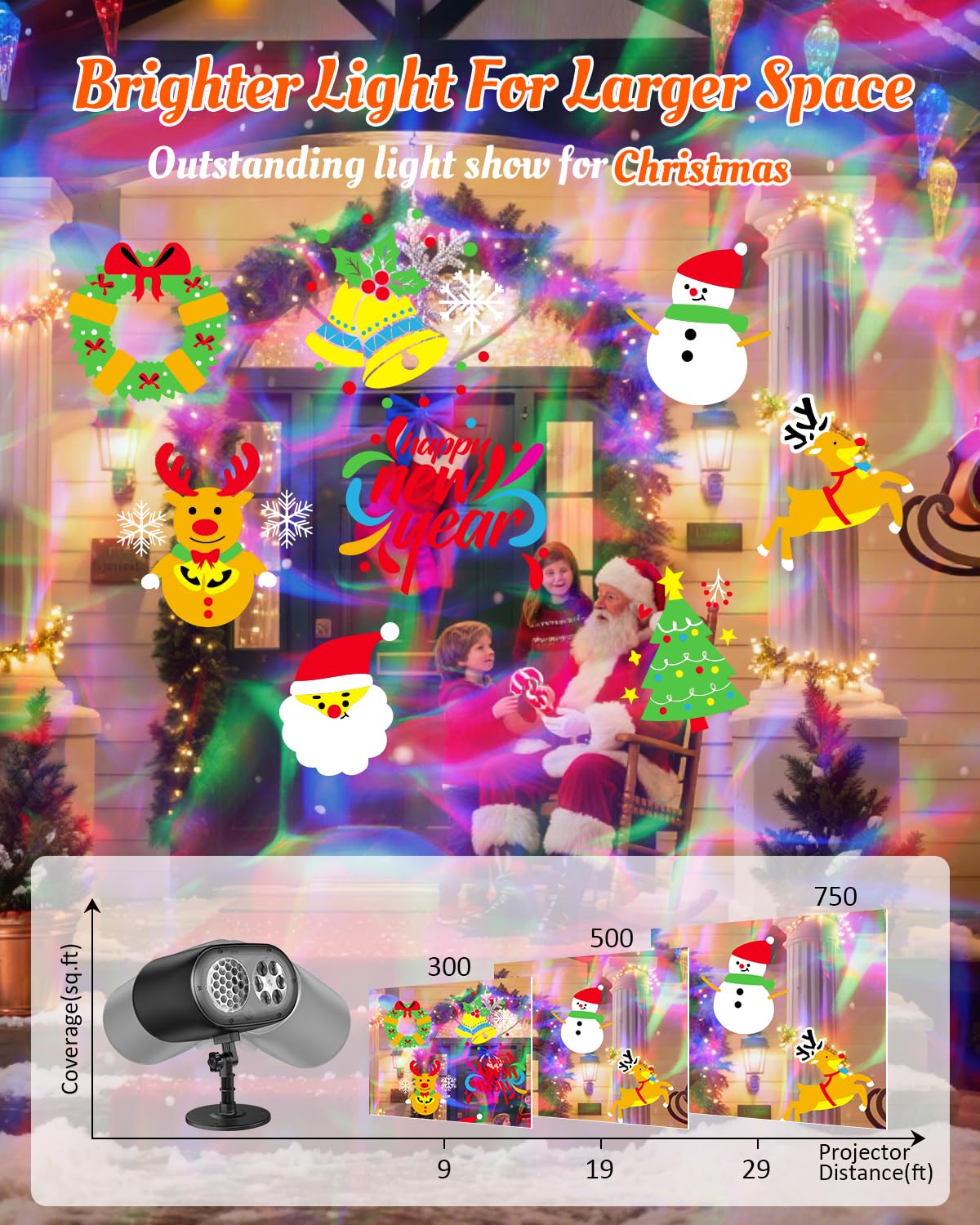 2025 Upgraded Brighter HD Christmas Projector Lights, IP67 Waterproof Outdoor Christmas Decoration Projector Light - Image 3
