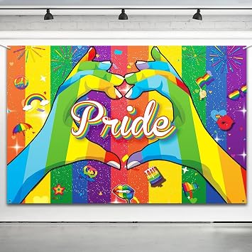 Pride Decorations Backdrop Banner, Large Rainbow LGBTQ+ Pride Hanging Flag