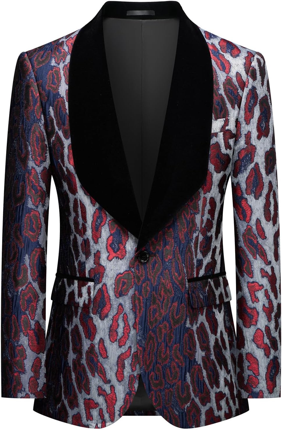 Men's Floral Tuxedo Jacket Leopard Print Paisley Shawl Lapel Slim Fit Stylish Blazer Jacket for Dinner,Prom,Wedding