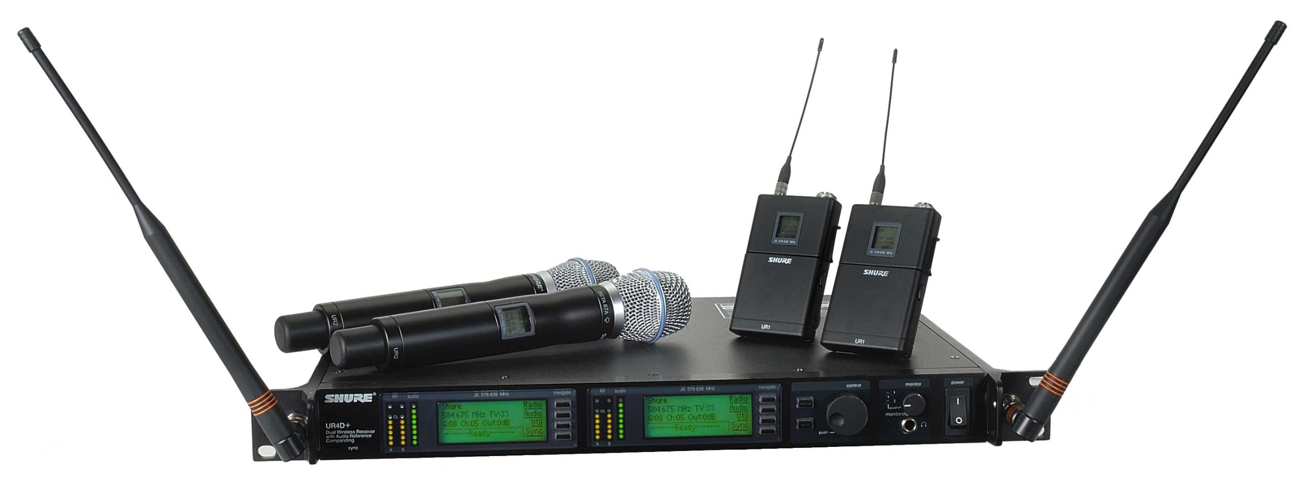 SHURE UR4D+ ワイヤレスレシーバー Amazon.com: Shure UR4D+ Sistema inalámbrico de doble canal con dos
