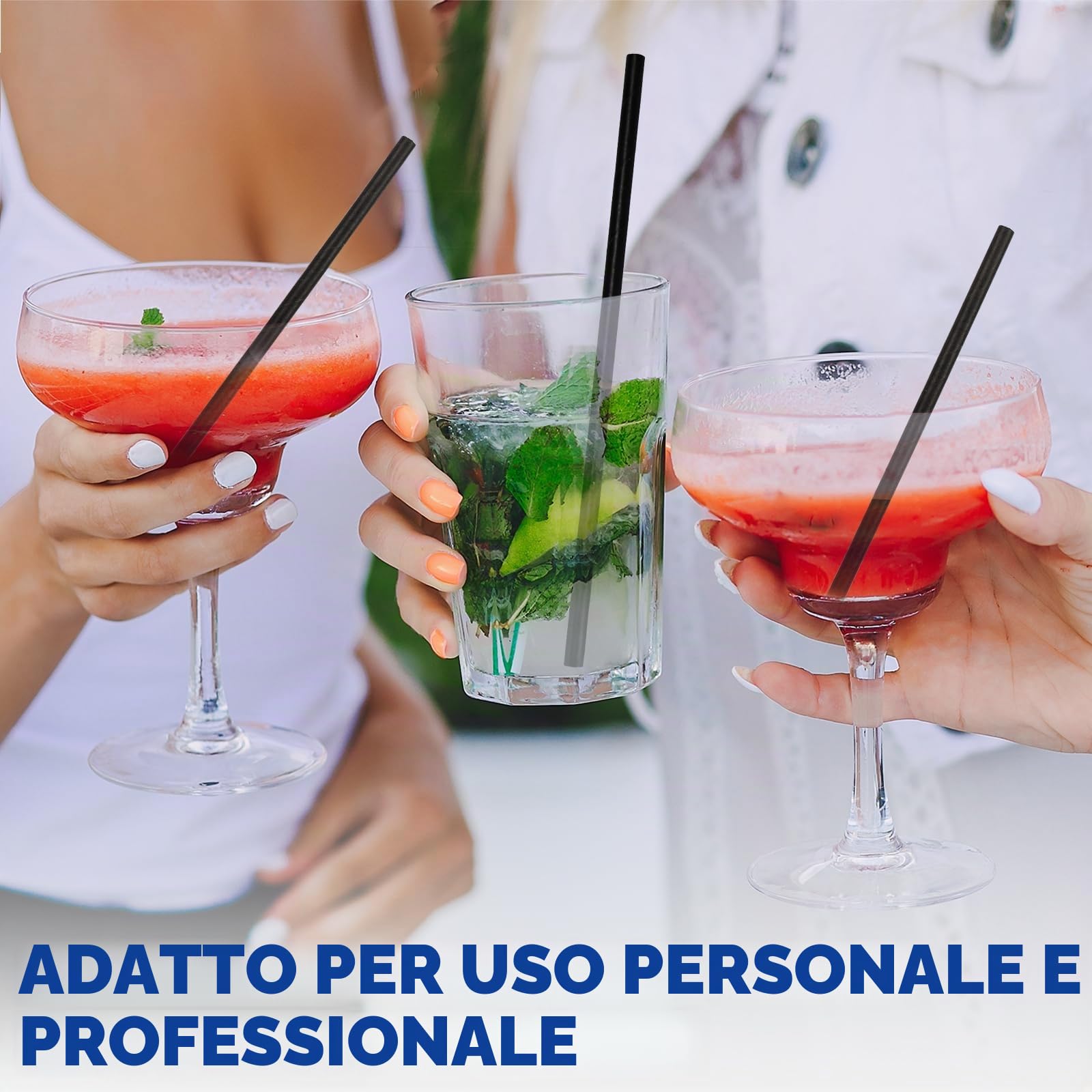 Confezione da 500 cannucce e bastoncini per cocktail ecologici in carta nera – 14,6 x 0,6 cm, per casa, bar e ristoranti