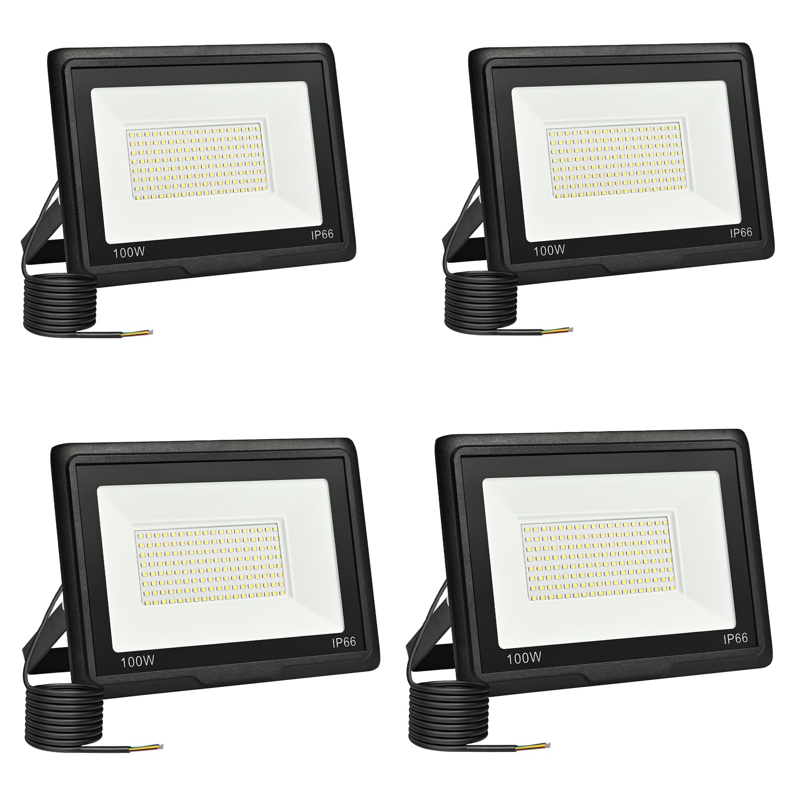 Zewnętrzny reflektor LED, projektor LED 100 W, 10000LM Zewnętrzne reflektory LED 6500K Zimna biel, wodoodporna, IP66, do garażu, ogrodu, na patio, do parku, 4 szt