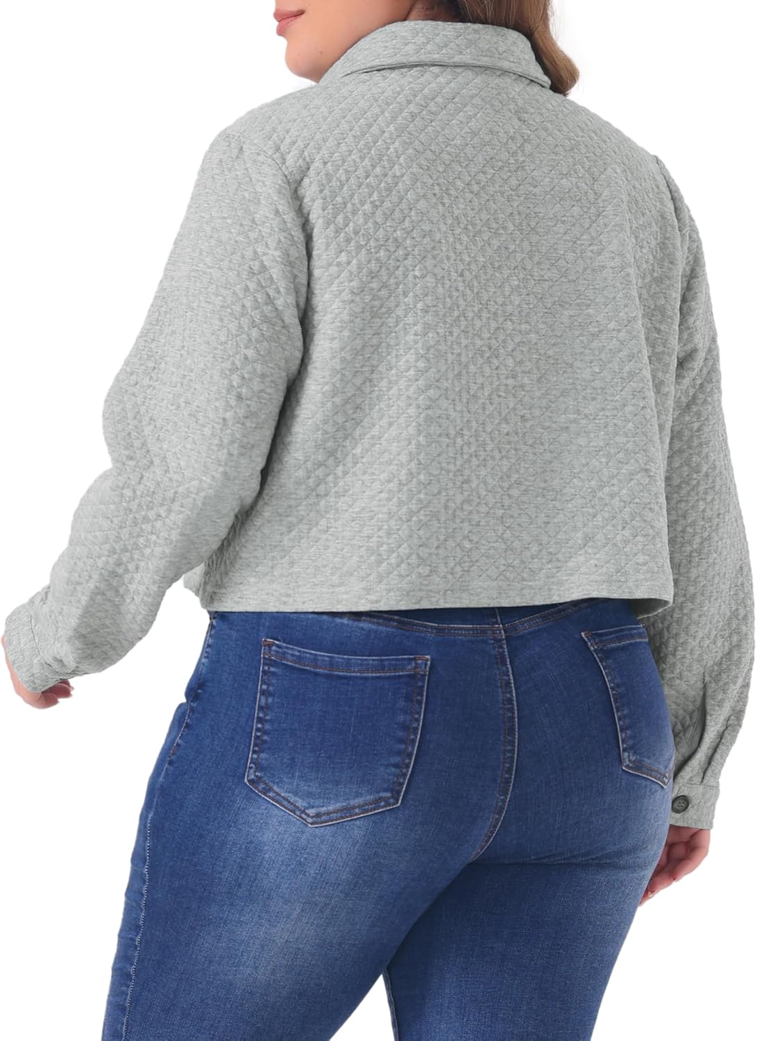 Agnes Orinda Plus Size Casual Jackets for Women Long Sleeve Button Down Lightweight Cropped Shirt Jacket with Pockets - Image 4