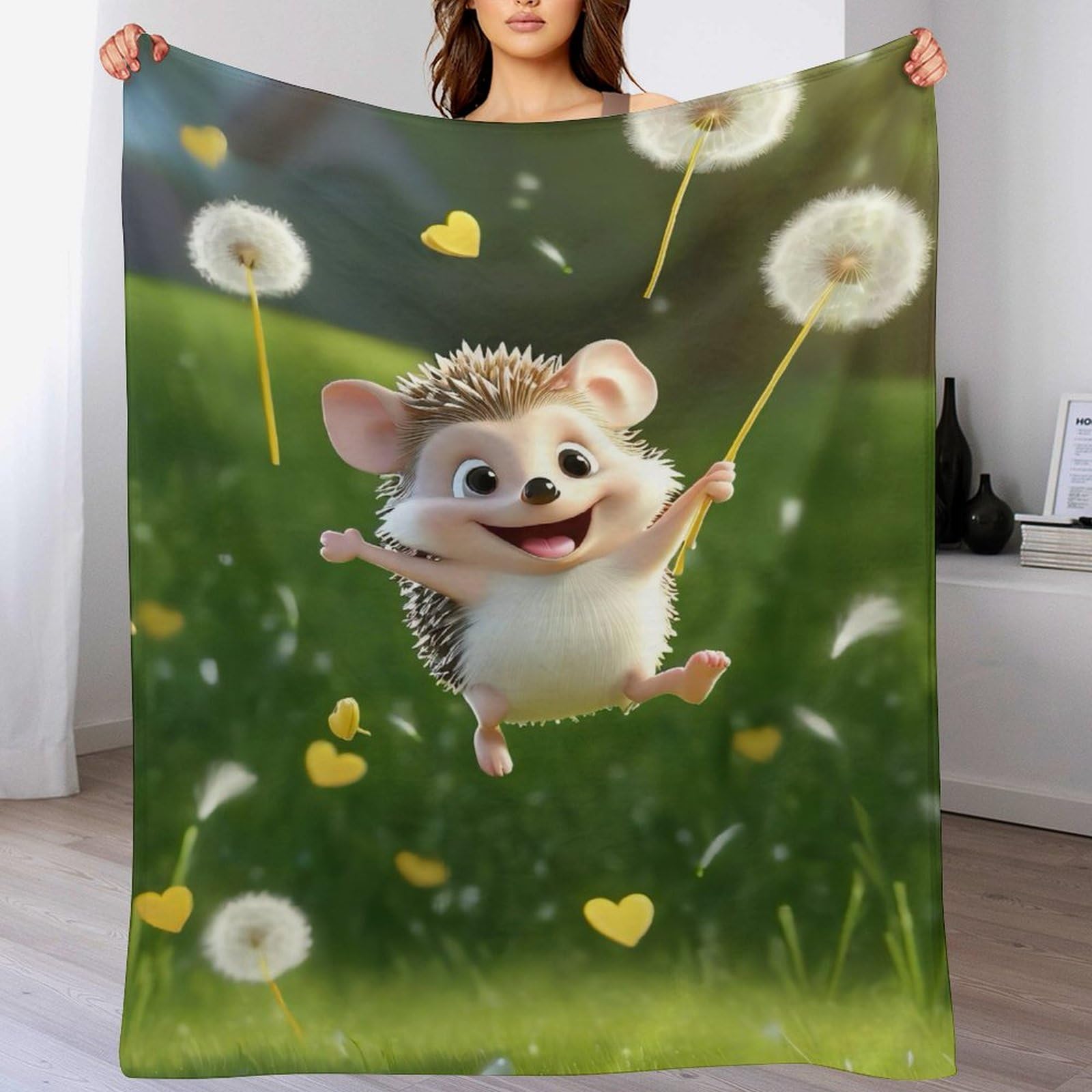 Couverture canapé hérisson en flannel douce, dimensions 140x180cm