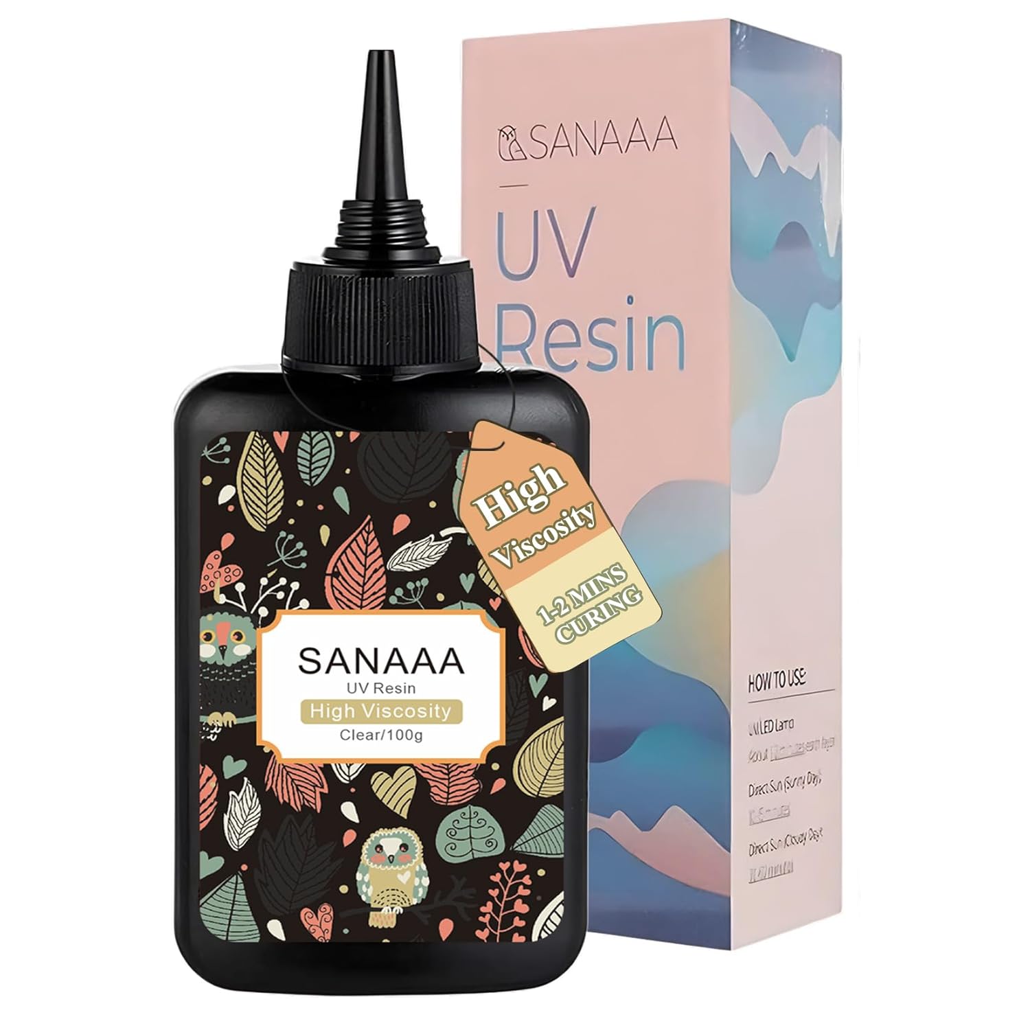 SANAAA UV Resin Clear Hard Type 300g,High Viscosity Transparent Ultraviolet Cure Resin for Jewelry Making,Keychain Making,Crafts Decor,Coating