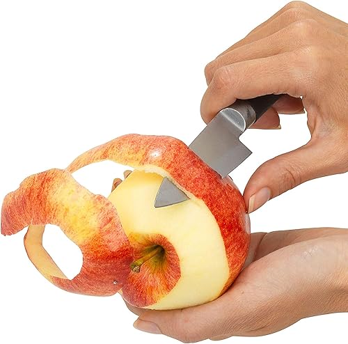 Vista 21 de GoodCook Touch - Cuchillo Santoku de 7 pulgadas, acero de alto carbono, agarre cómodo antideslizante, hoja de cuchillo con hoyuelos para cortar